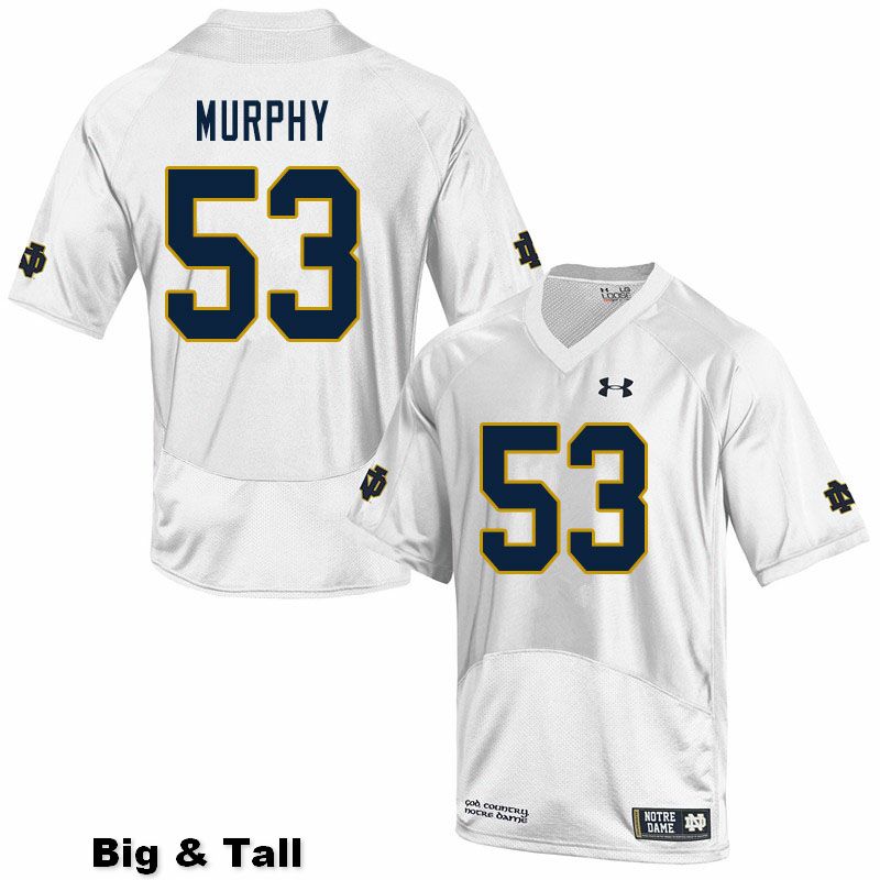 Men's NCAA Notre Dame Fighting Irish #53 Quinn Murphy Stitched College Under Armour Authentic White Big & Tall Football Jersey OB10K46MH